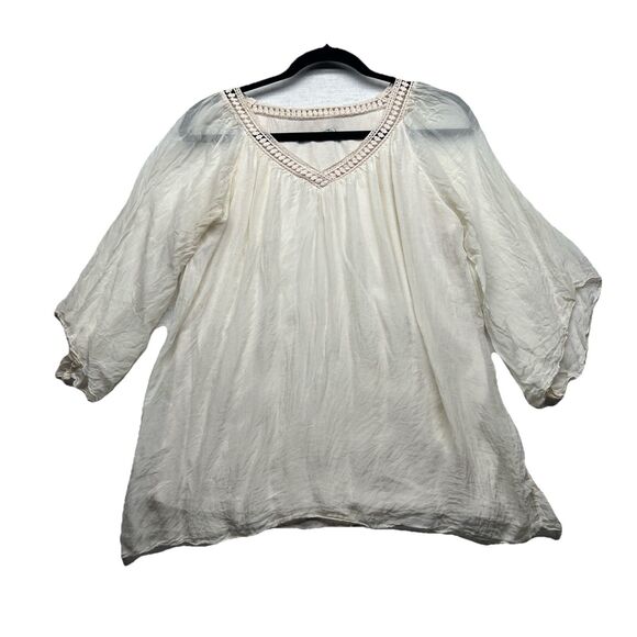 Made in Italy Womens Silk Crochet Flowy Boho Top Size M Romantic Fairy *READ - Picture 1 of 11